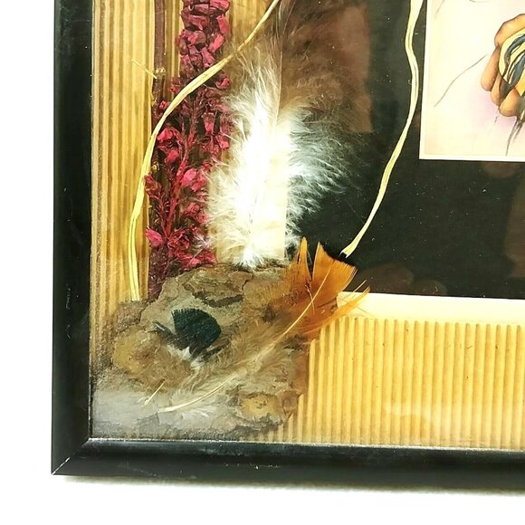 Western Tribal Portrait Art Prints Framed Double Matted 3-d collage Ranch Decor - Picture 6 of 12